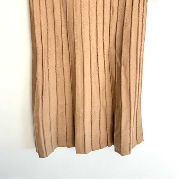 COS Beige Tan / Beige Scallop Pleated Knit Wool Blend Turtleneck Boho Dress Sz S - Picture 10 of 16